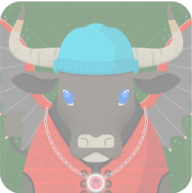 Another smaller cow in borderless frame.